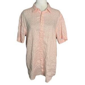 Boss Hugo Boss Mens Large Light Peachy Pink Linen Blend Casual Button Down Shirt